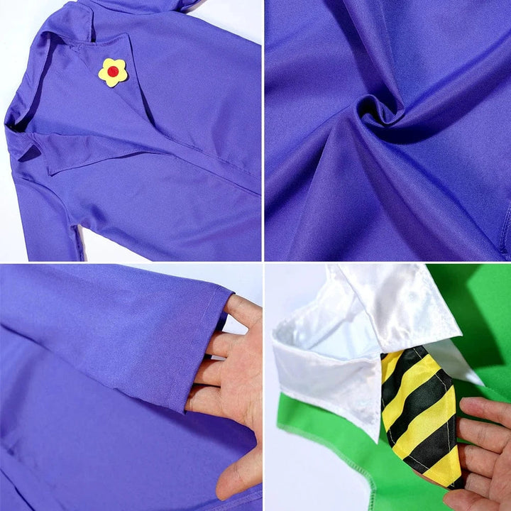 Joker enfant: déguisement cosplay violet pour Halloween, parfait pour incarner le personnage iconique.