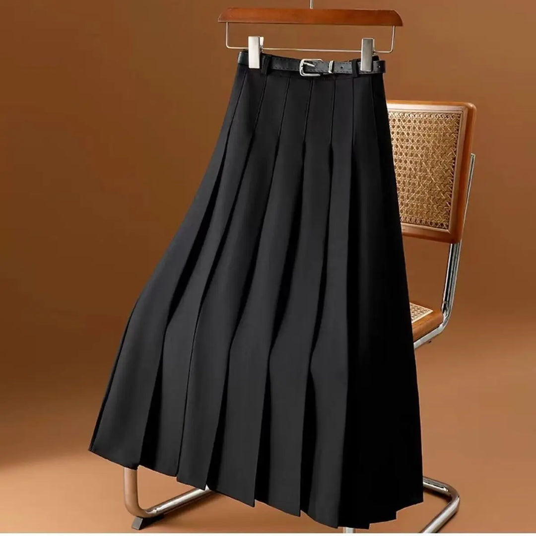 Jupe midi plissée femme confortable, coupe élégante et polyvalente, pour une silhouette chic.