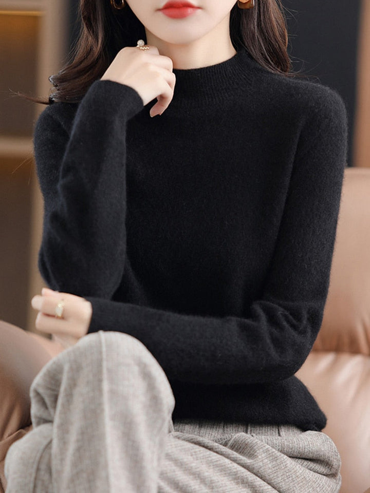 Vêtement femme polyvalent: pull PARIS en cachemire, doux, confortable et élégant, col rond intemporel.