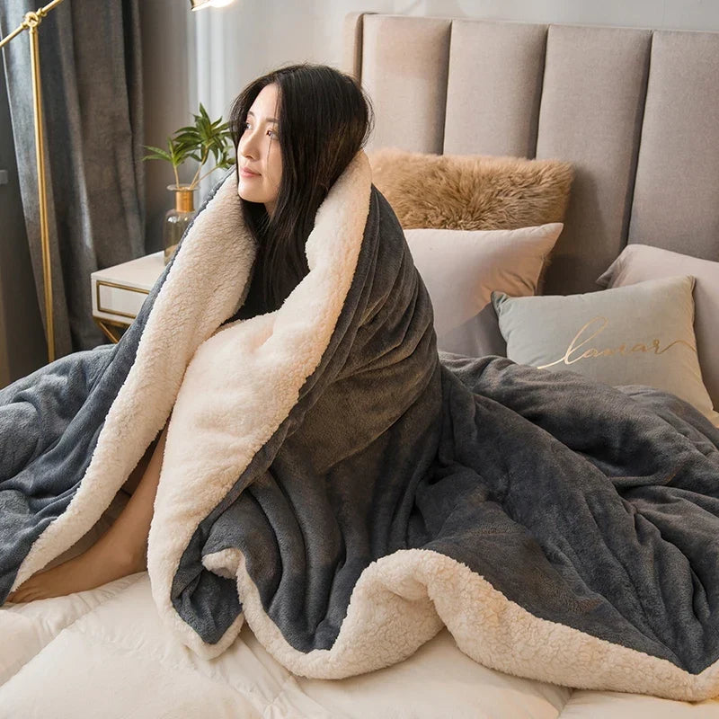 Plaid-couverture polaire réversible, housse de couette chaude pour un confort optimal en hiver.