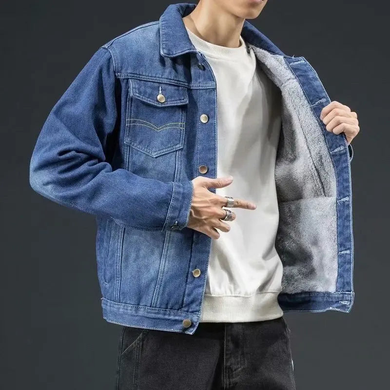 Veste décontractée homme Yael en jean classique, idéale pour un look mode et confortable en hiver.