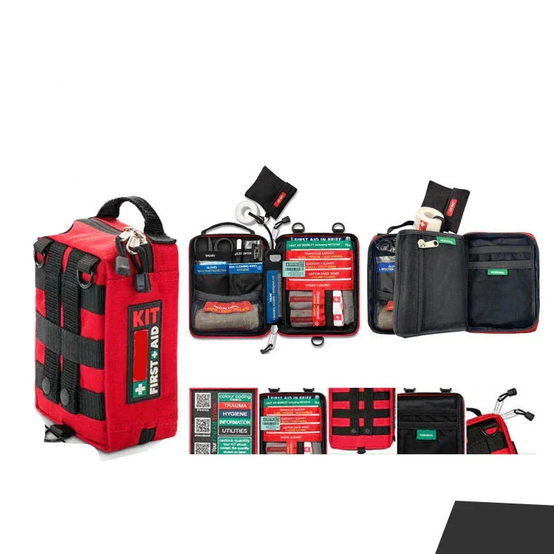 Trousse de secours professionnelle et étanche, préparation essentielle pour voyage et activités outdoor.