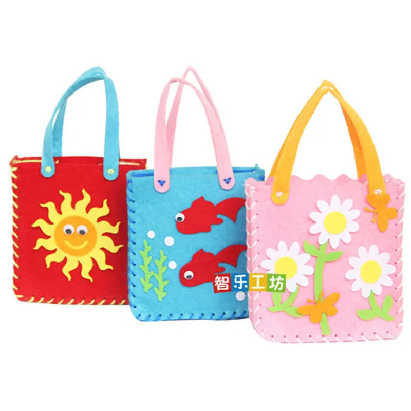 LuxeCraft ensemble bricolage créatif enfants: sacs à motifs animaux et fleurs, jouet éducatif et rangement.