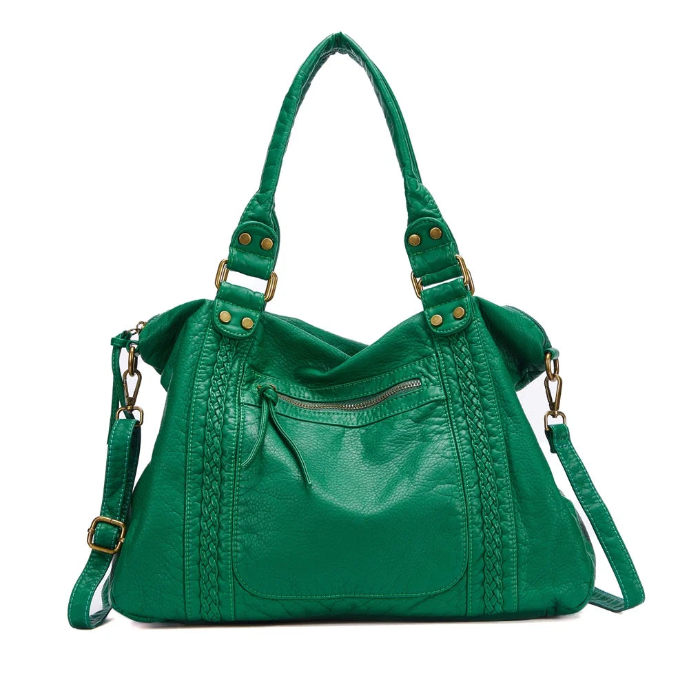 Sac de cours femme élégant et vintage, grand sac épaule en synthétique, très pratique pour étudiants.