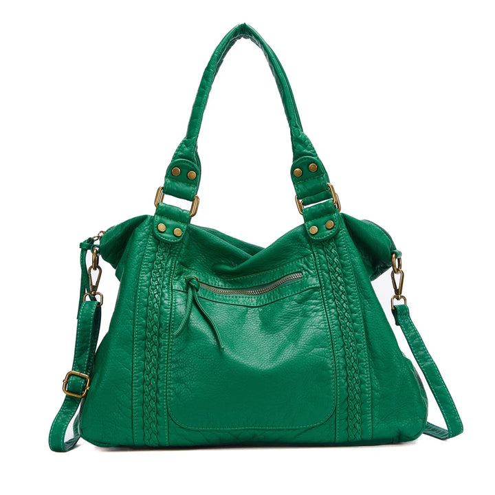 Sac de cours femme élégant et vintage, grand sac épaule en synthétique, très pratique pour étudiants.