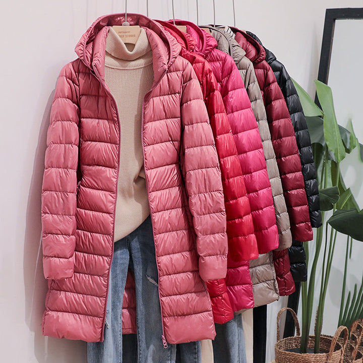 Veste femme duvet ultra-légère et chaude, idéale hiver, automne et printemps.