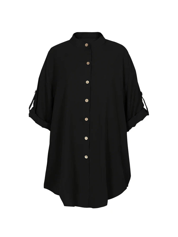 Blouse femme grande taille, col V. Chemisier polyvalent, chic et décontracté, pour mode bureau ou loisirs.