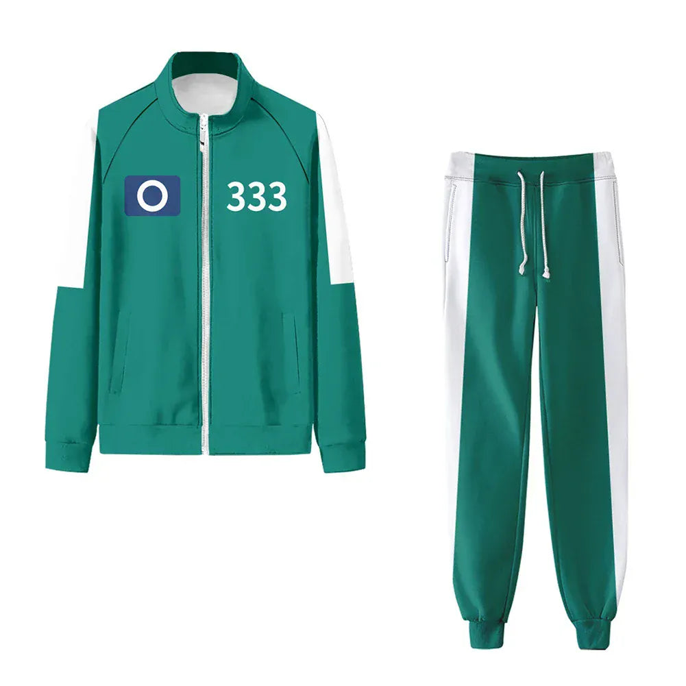 Déguisement survêtement unisexe iconique inspiré d'une série coréenne culte. Parfait pour cosplay ou Halloween.