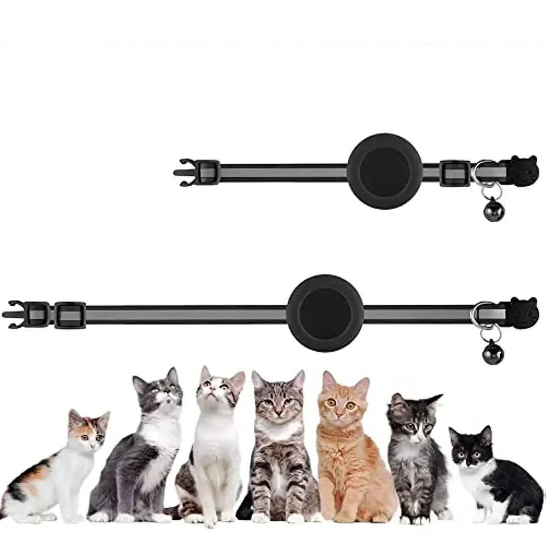 Collier réfléchissant en nylon durable pour chat, réglable, boucle de sécurité et support pour traceur.