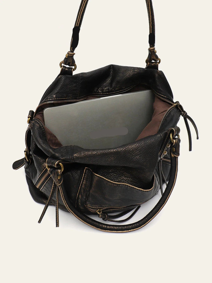 Grand sac cabas femme pour cours, travail ou shopping, espace généreux pour dossiers et ordinateur portable.
