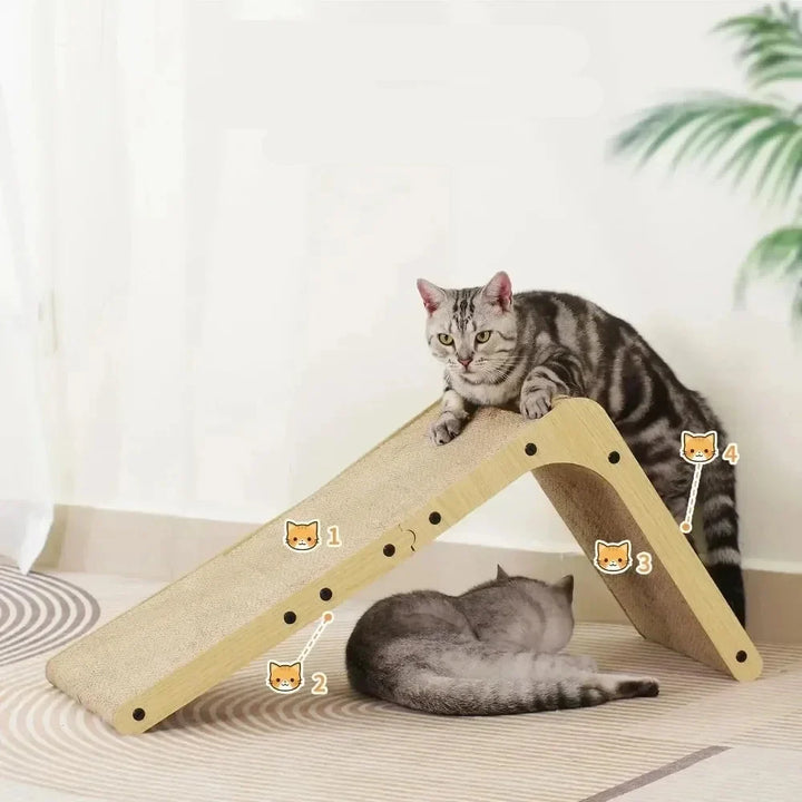 Griffoir pour chat en carton ondulé stable, un accessoire essentiel pour l'entretien des griffes du félin.