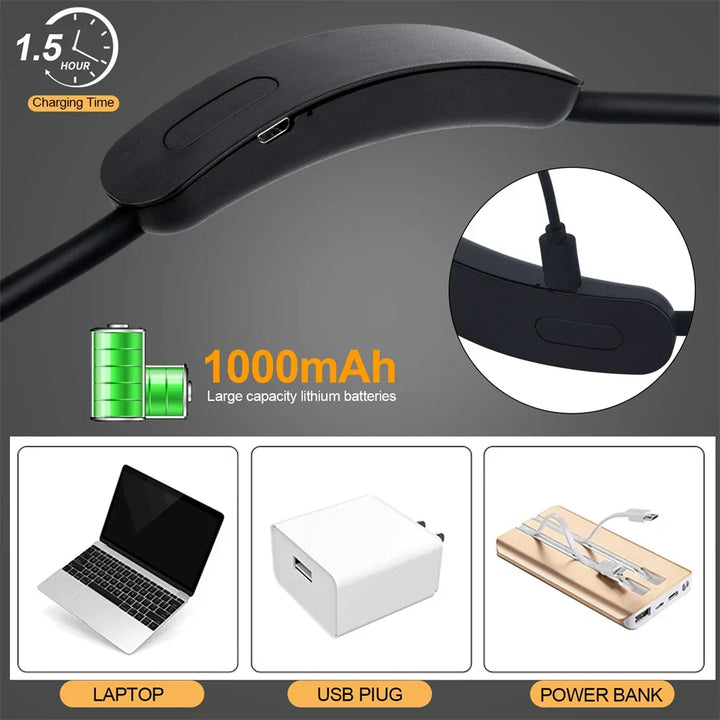 Lampe LED portable et sans fil, rechargeable via USB, offrant un éclairage puissant pour toutes activités.