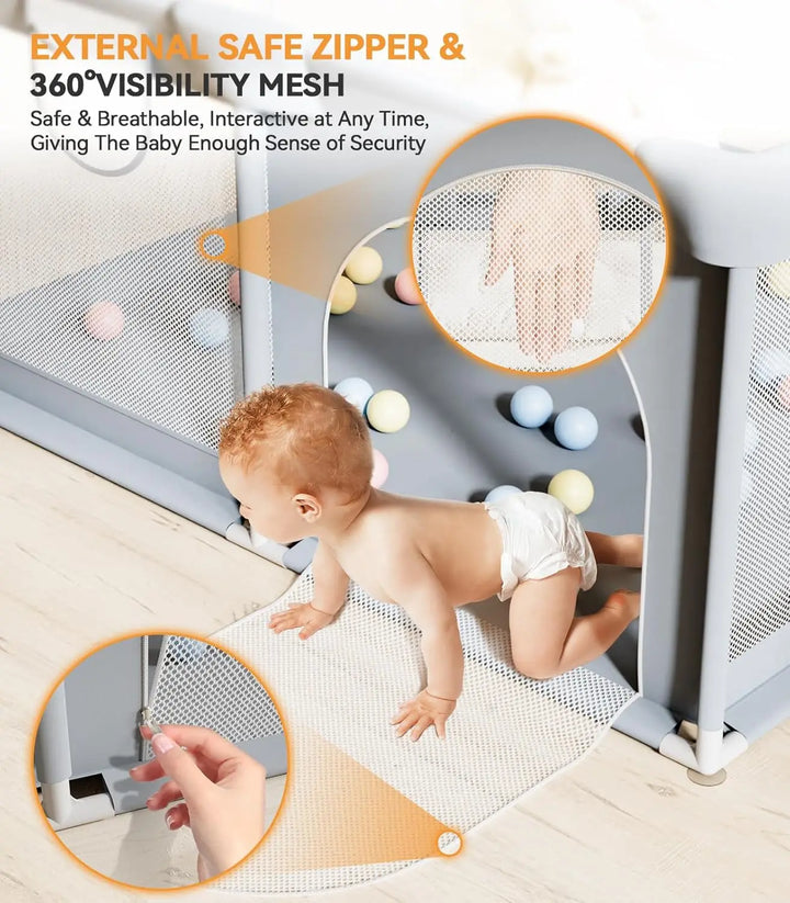 Parc bébé modulable avec panneaux colorés, aire de jeu pour la sécurité et le développement de l'enfant.