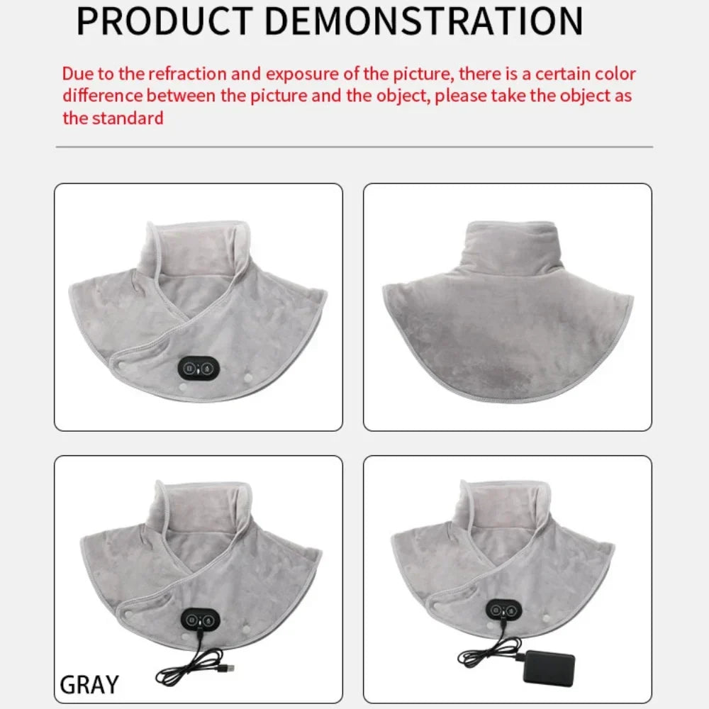 Coussin massant thermique pour le cou avec contrôle USB, parfait pour la relaxation après une longue journée.