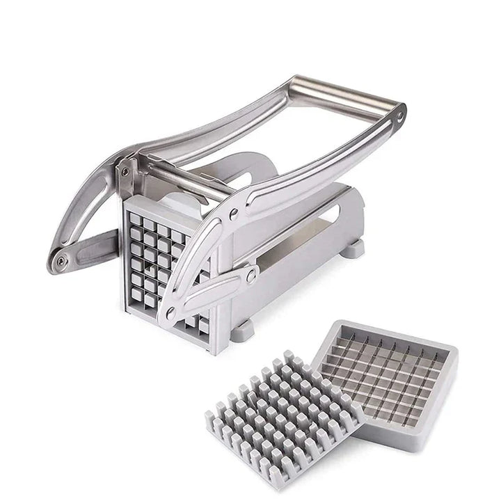 Coupe-légumes et pommes de terre GourmetSlice Elite en inox. Créez des frites et chips maison avec facilité et précision.