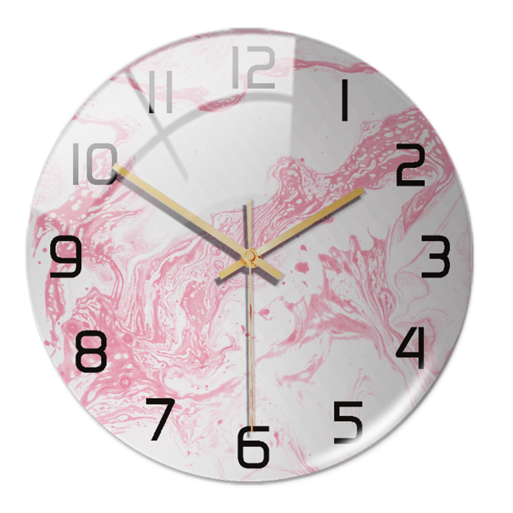 Horloge ronde silencieuse en acrylique, effet marbre, Ø30 cm, apporte une touche chic et moderne.