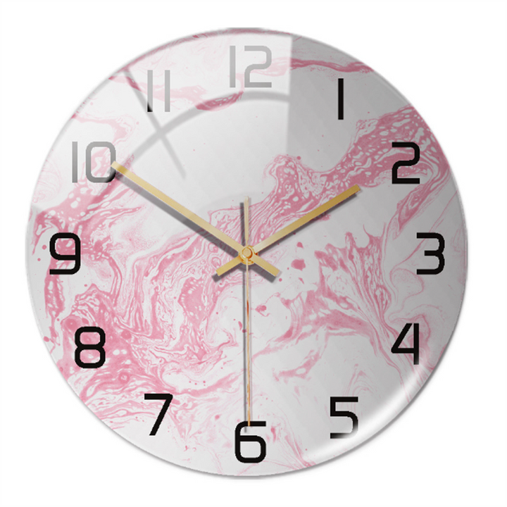 Horloge ronde silencieuse en acrylique, effet marbre, Ø30 cm, apporte une touche chic et moderne.