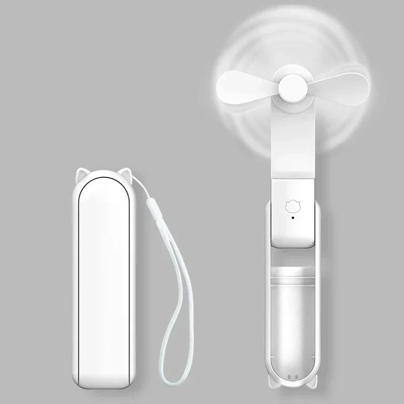 Ventilateur portable unisexe avec fonction power bank, USB rechargeable et 3 vitesses, très utile en été.