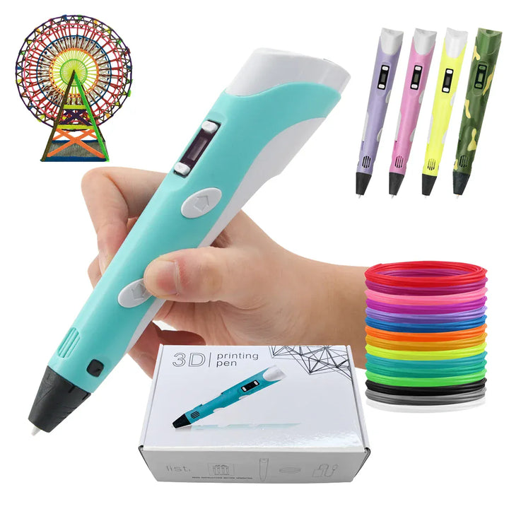 Stylo 3D MagicKid créatif rose pour enfants, incluant filament PLA. Jouet éducatif pour dessin et art 3D.