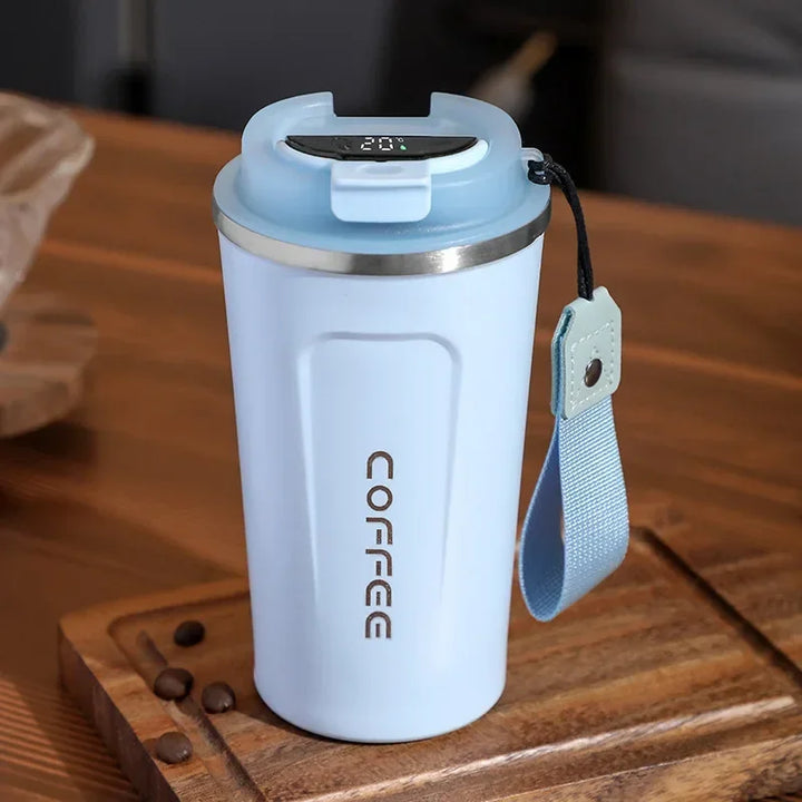 Bouteille thermos écologique en inox, assure une hydratation optimale, affichage de température.