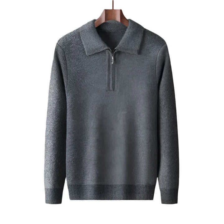 Pull demi-zip homme élégant, idéal pour l'automne et l'hiver. Vêtement chaud et confortable.