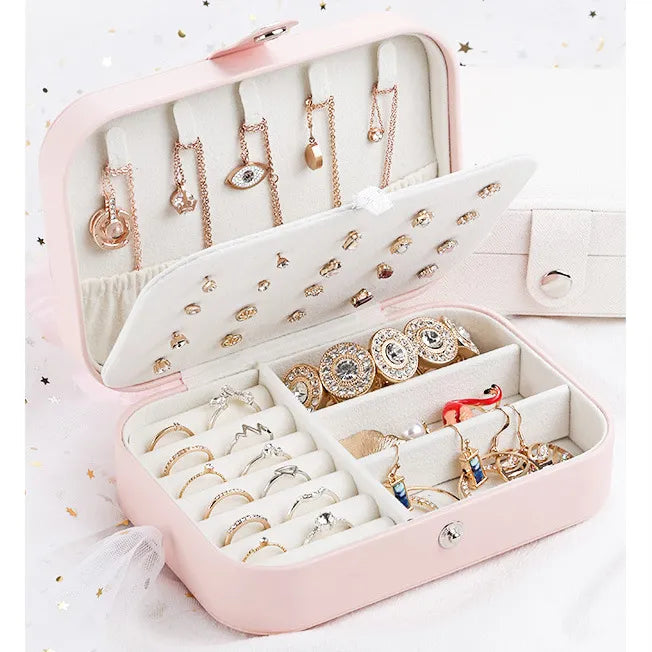 Organisateur en cuir bleu, double couche, parfait pour trier et protéger vos bijoux délicats de valeur.