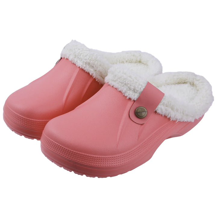 Chaussures confort hivernal, sabots doublés fourrure, résistants à l'eau, homme et femme.