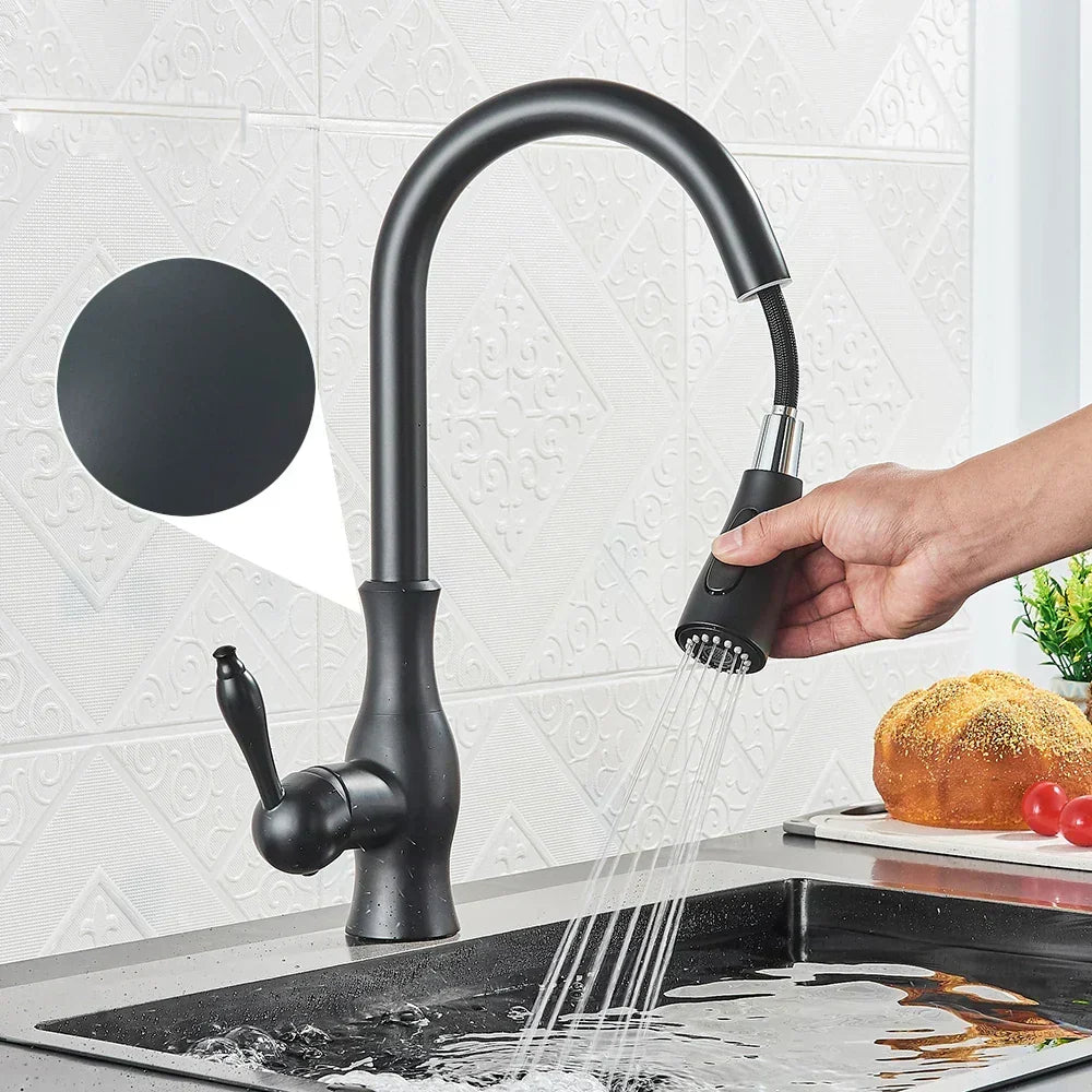 Robinet de cuisine design moderne et élégant. Mitigeur premium pour évier, style contemporain.