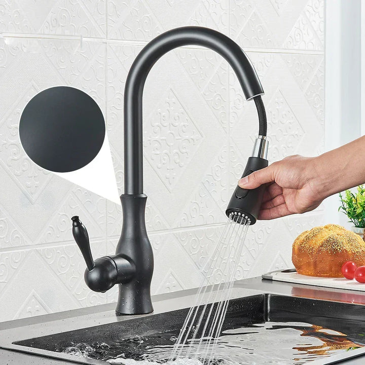 Robinet de cuisine design moderne et élégant. Mitigeur premium pour évier, style contemporain.