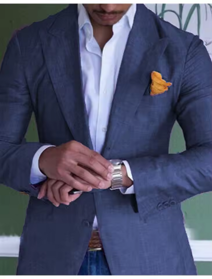 Blazer homme vert tendance, style décontracté chic. Veste mode parfaite pour un look moderne et raffiné.