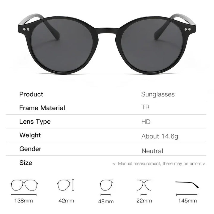 Lunettes de soleil rondes polarisées unisexe, parfaites pour hommes et femmes, style rétro.