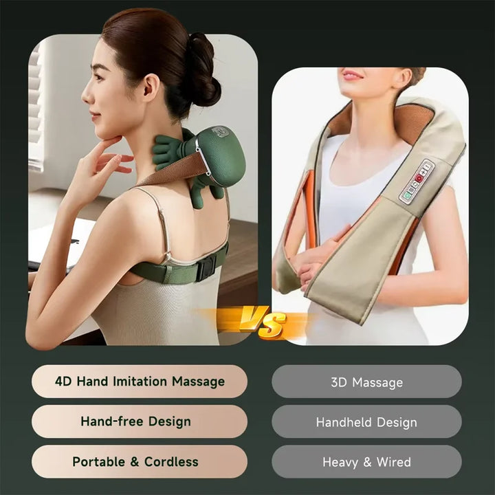 Soulagez vos tensions avec le masseur Shiatsu 4D pour cou et épaules, ultra portable.