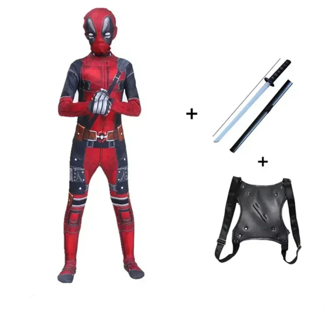 Déguisement enfant Deadpool avec masque, pour fêtes à thème.