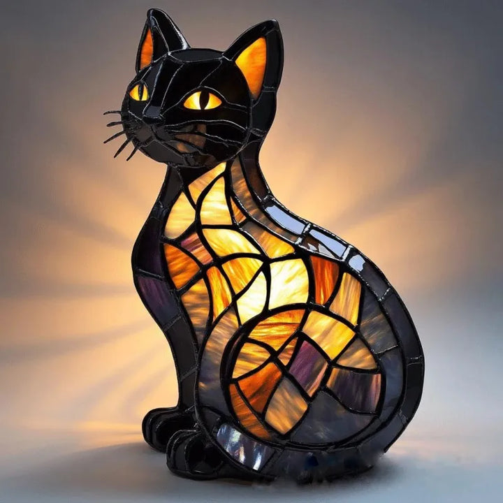 Lampe LED chat moderne pour intérieur et extérieur. Crée une ambiance nocturne chaleureuse, design unique.