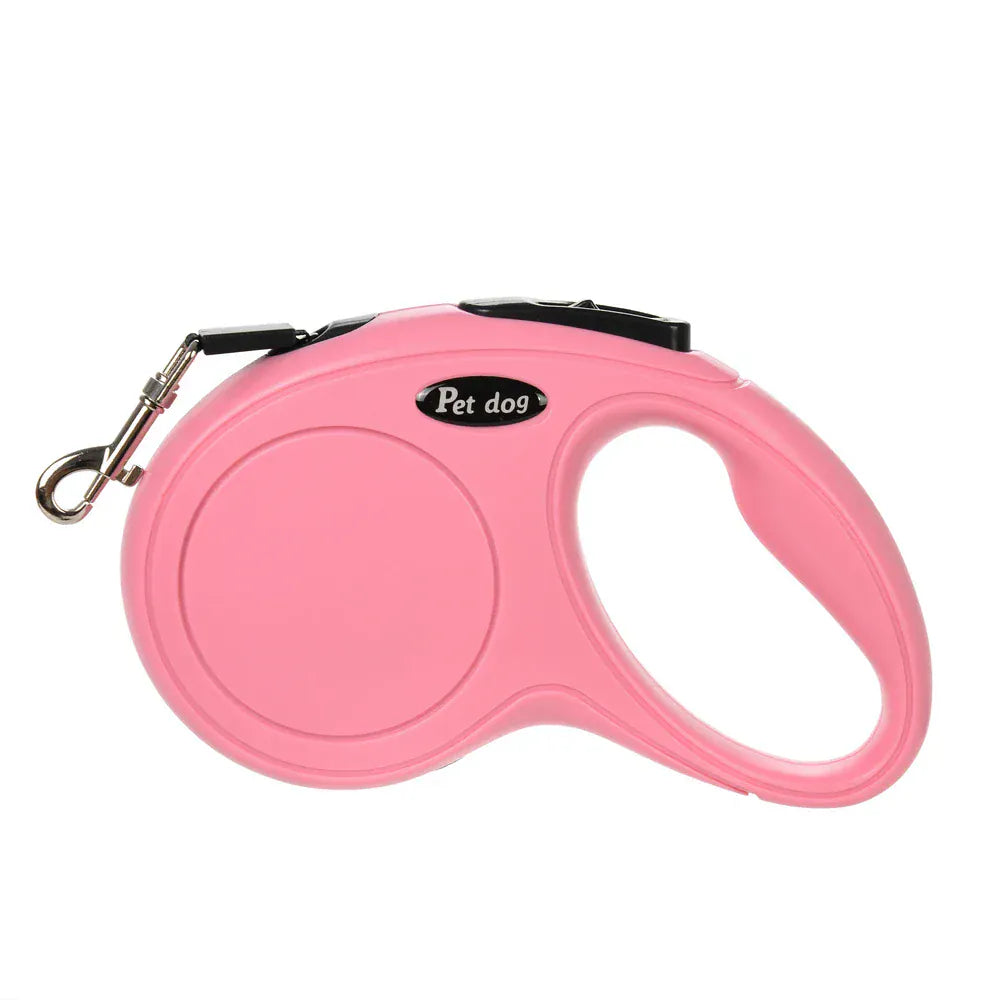 Laisse chien rétractable en nylon résistant, poignée ABS, pour promenades sécurisées et confortables.