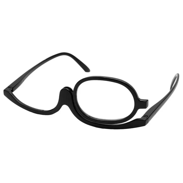 Lunettes de vue rotatives pour maquillage et lecture. Améliorent la précision et le confort visuel pour tous.