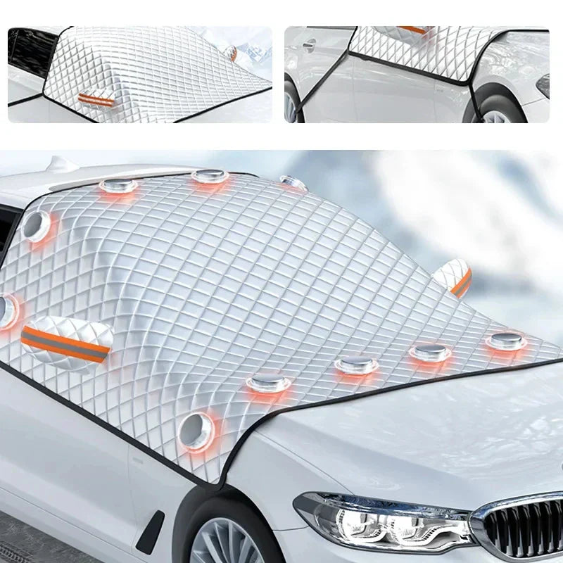 Housse pare-brise magnétique pour voiture: protection anti-givre hiver, anti-UV été. Indispensable accessoire auto.