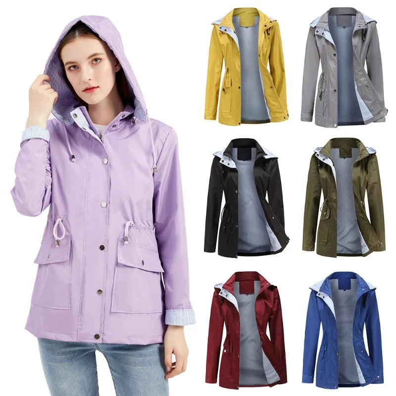 Manteau trench long pour femme, chic, protège de la pluie et du froid avec style.