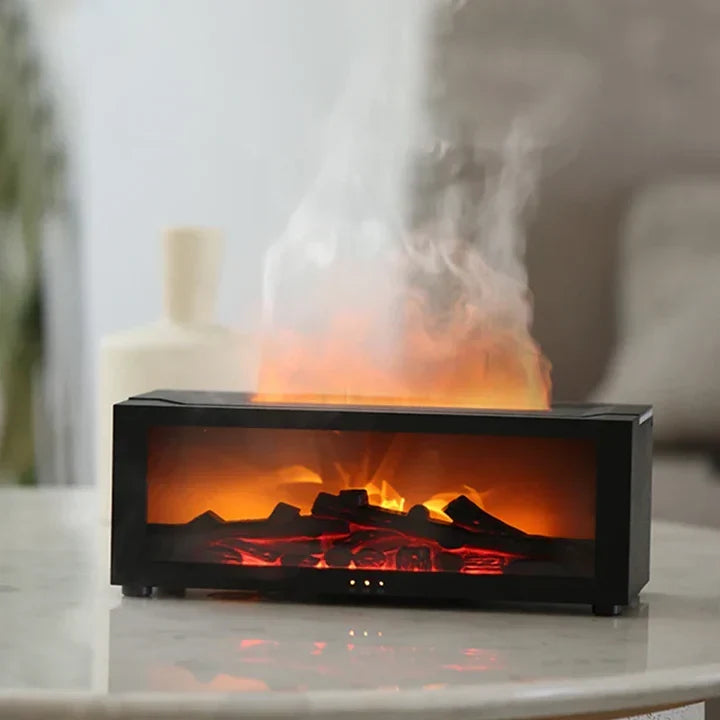 Diffuseur d'arômes et humidificateur HearthGlow pour le bien-être et la relaxation, avec effet flamme.