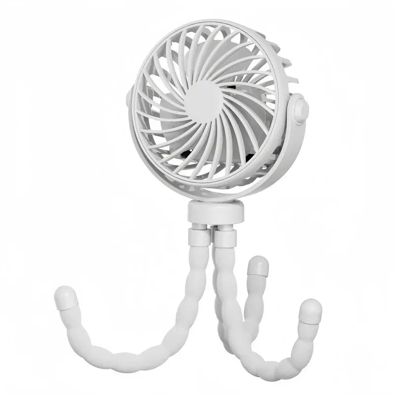 Mini ventilateur USB flexible pour rafraîchissement partout. Clip pour poussette, support pour bureau bébé.