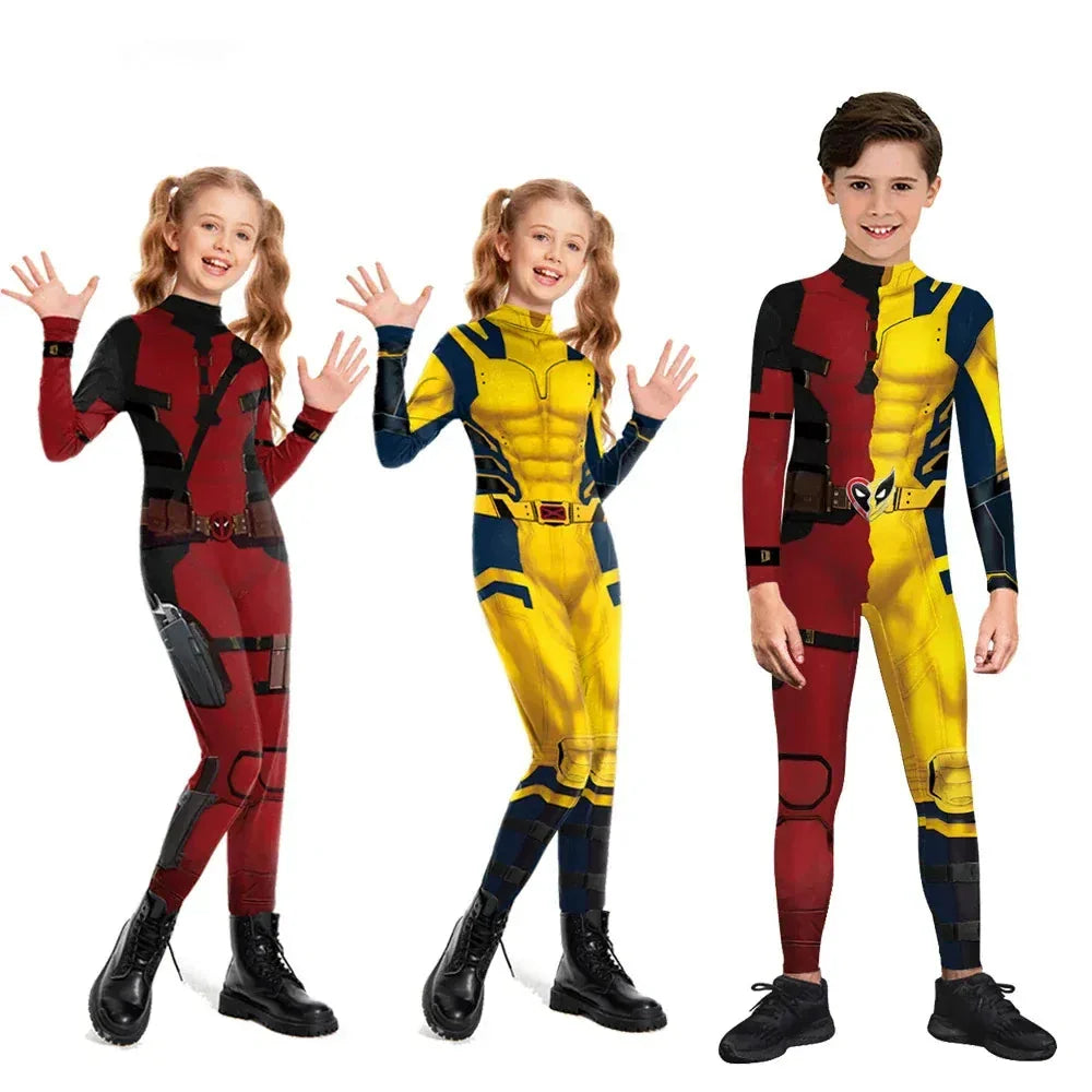 Costume enfant Deadpool extensible, confortable, idéal pour cosplay, Halloween, anniversaire. Déguisement super-héros garçon.