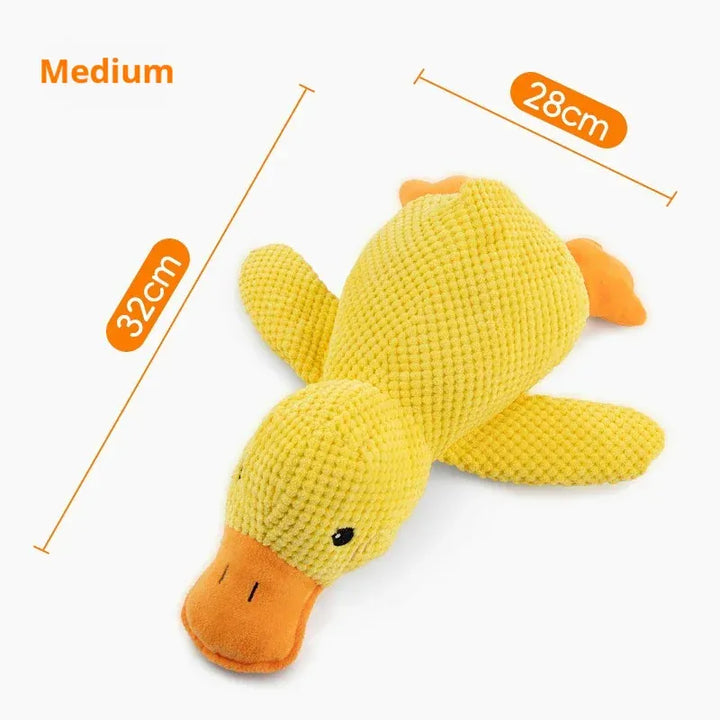 Jouet canard en caoutchouc robuste pour chien, parfait pour soulager le stress et encourager la mastication saine.