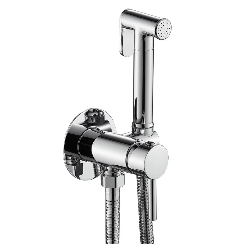 Ensemble douchette bidet mural thermostatique chrome, confort et entretien salle de bain simplifié.