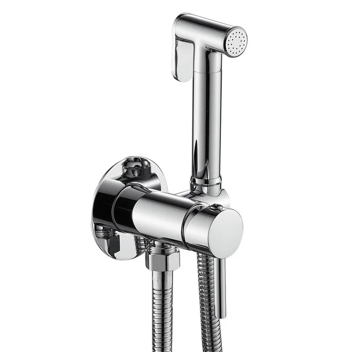 Ensemble douchette bidet mural thermostatique chrome, confort et entretien salle de bain simplifié.
