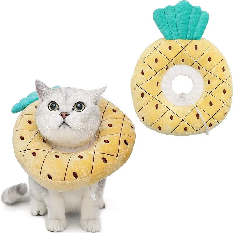 Collier vétérinaire anti-léchage pour chat en convalescence, aide à la guérison, coton doux réglable.