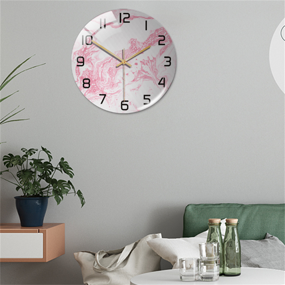 Décoration murale design : horloge Ø30 cm, silencieuse, effet marbre, facile à installer.