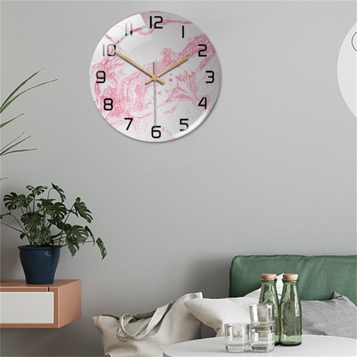 Décoration murale design : horloge Ø30 cm, silencieuse, effet marbre, facile à installer.