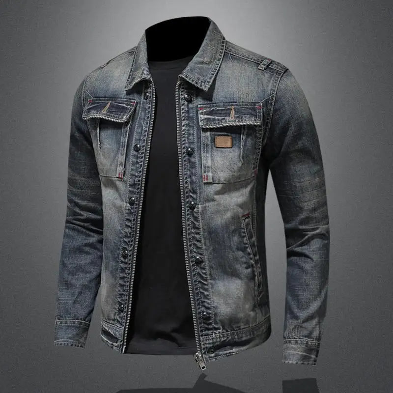 Modèle de veste homme grise rétro-classique, alliant mode décontractée et élégance urbaine. Idéal saison printemps/automne.