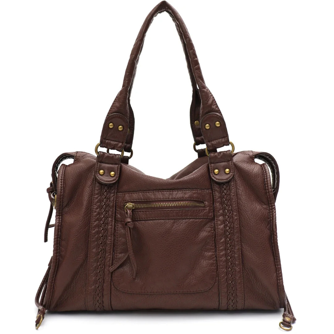 Sac de cours femme ouvert, intérieur spacieux, compartiments organiseurs, similicuir élégant.