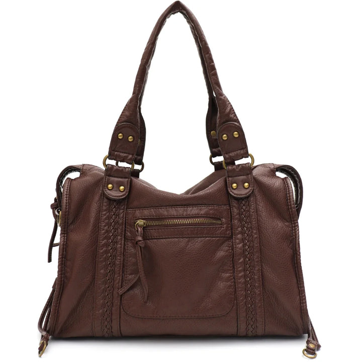 Sac de cours femme ouvert, intérieur spacieux, compartiments organiseurs, similicuir élégant.